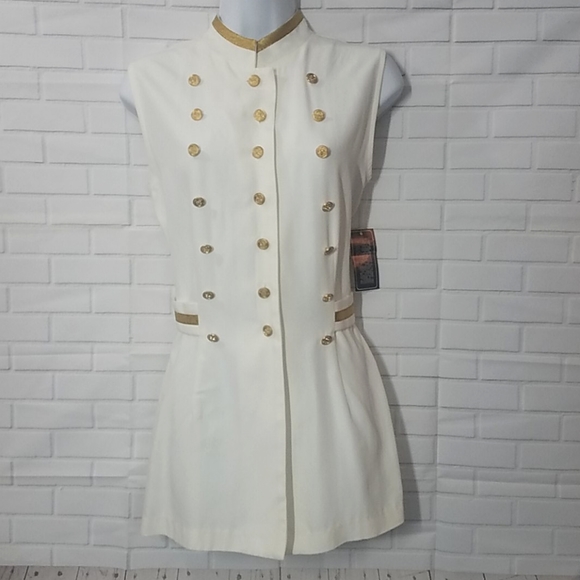 synari Tops - NWT Vintage Sailor Military Style White Top